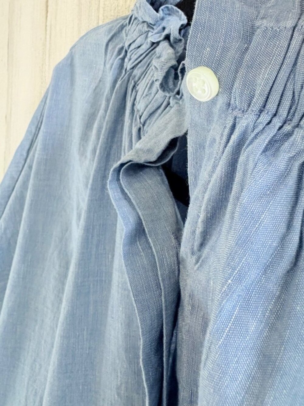 Ann Mashburn Atelier Kami Shirt Sz XL Blue Cotolino Chambray Button Down - Picture 7 of 14